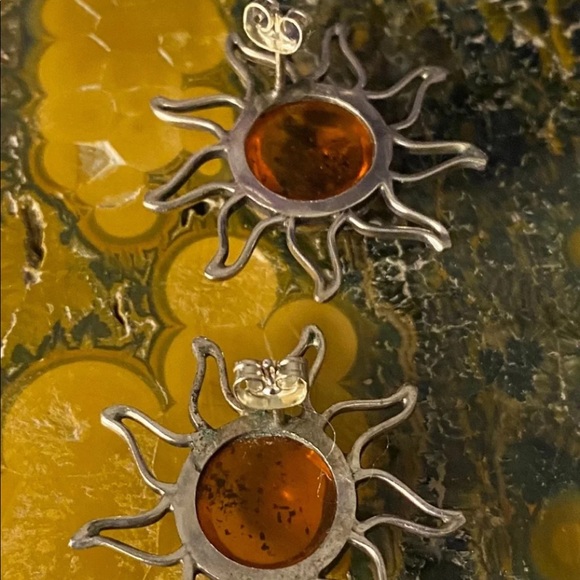 Vintage Boho amber sun earrings - Picture 4 of 6